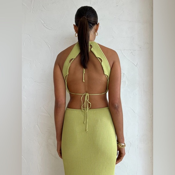 Significant Other Skye Cutout Ribbed Backless Midi Dress In Avocado sz:AU10/US6 - Picture 2 of 16